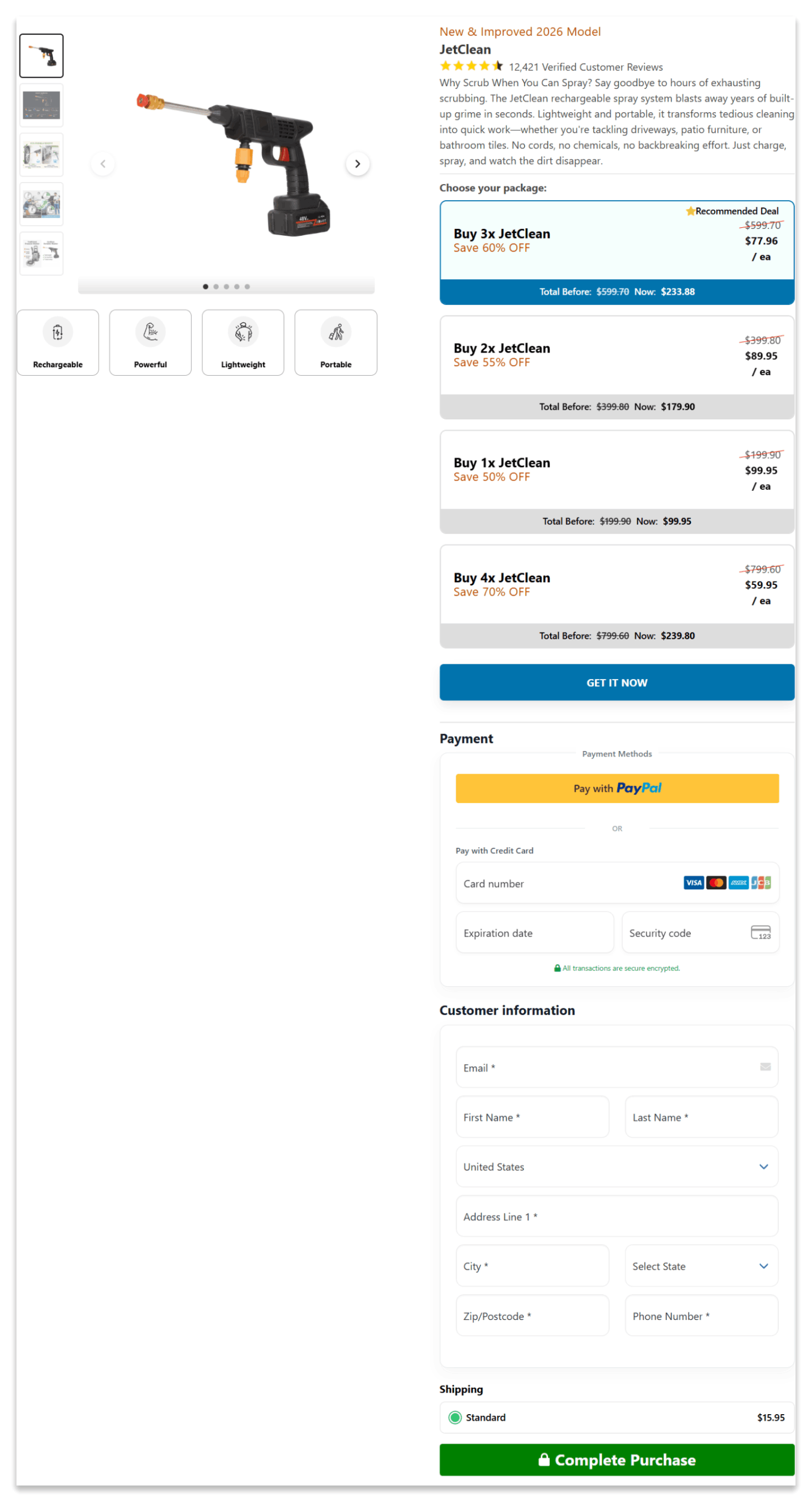 JetClean secure checkout page